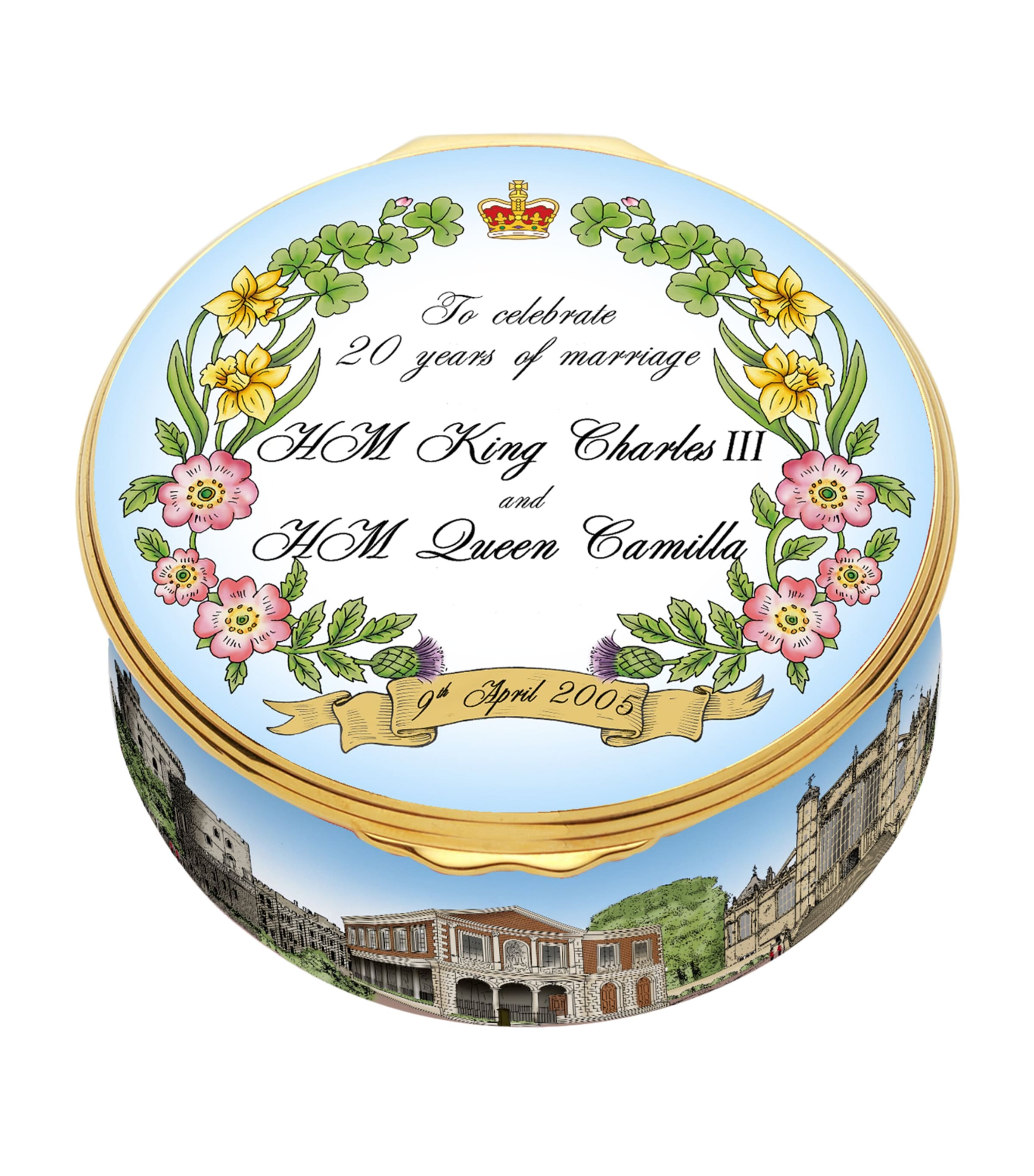 Halcyon Days enamel box commemorating the royal wedding anniversary, UK version