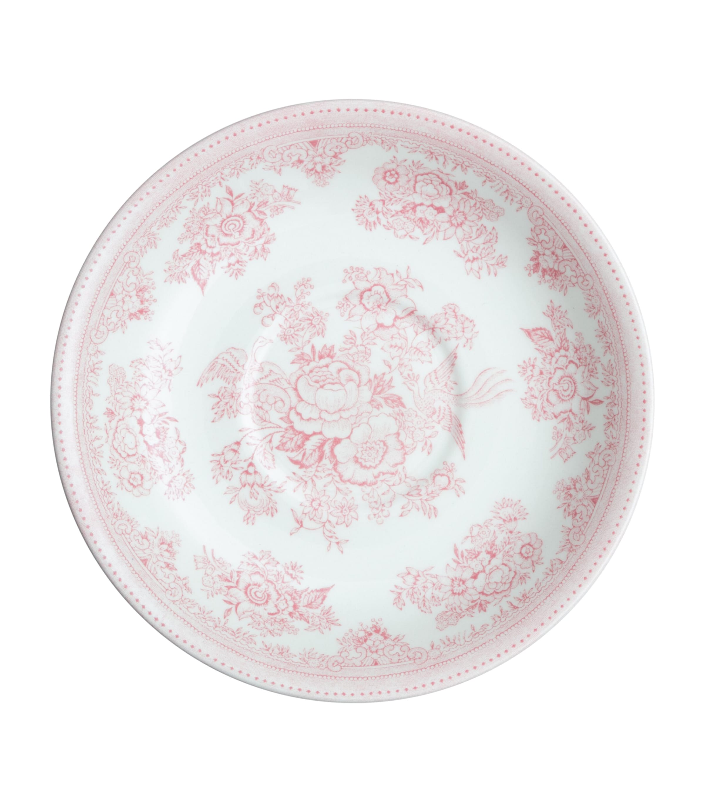 Burleigh Pink Asiatic Pheasants porcelain breakfast cup and saucer set - British product