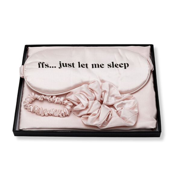 FFS Beauty Satin Sleep Set Pink pillowcase eye mask - British product