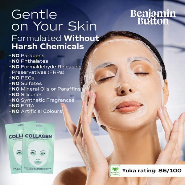 Benjamin Button Anti-Ageing Collagen Sheet Mask Pack of 5 - British product