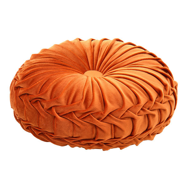 Livingandhome Velvet Cushion Round Pleated Pumpkin 35cm, UK version