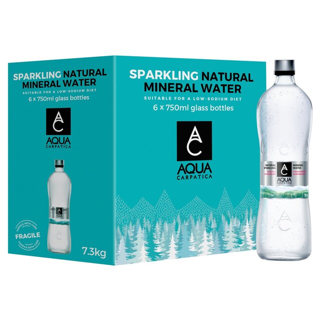AQUA Carpatica Glass Naturally Sparkling Mineral Water Nitrates Free   6 x 750ml - McGrocer