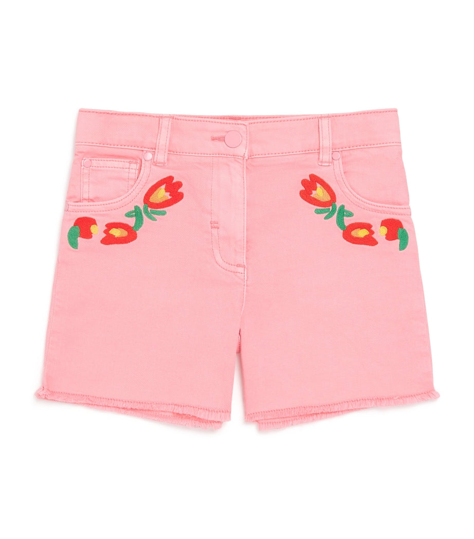 Stella McCartney Kids embroidered denim shorts for ages 3-14 years (British brand)