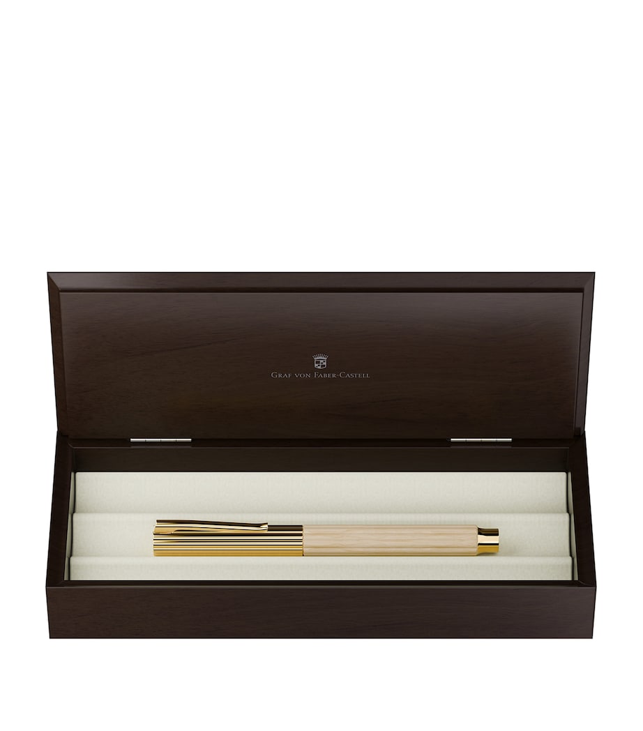 Graf von Faber-Castell hornbeam wood Bloom rollerball pen with gold trim, UK version