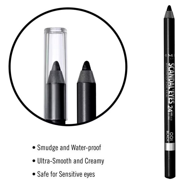 Rimmel Kohl Eyeliner Black 1.3g, imported from the UK