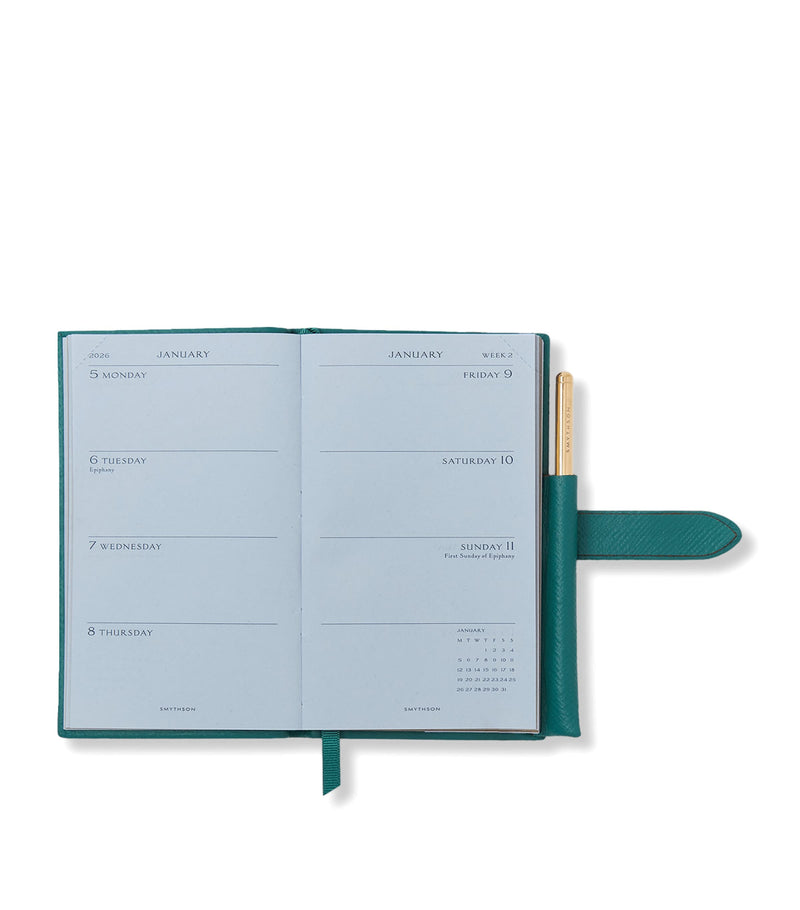 Smythson Panama Leather 2026 diary with pencil (British brand)
