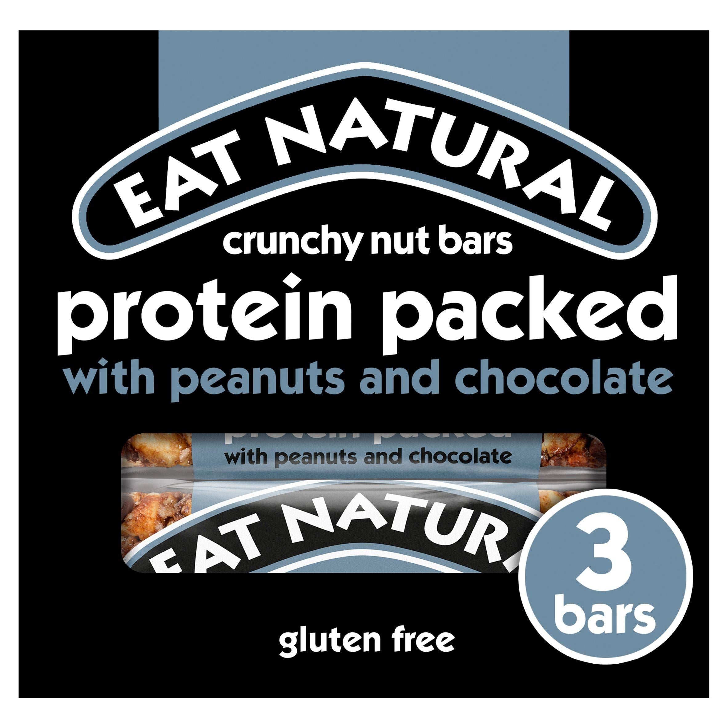Eat Natural Crunchy Protein Bars with Peanuts &amp;amp; Chocolate 3 x 45g