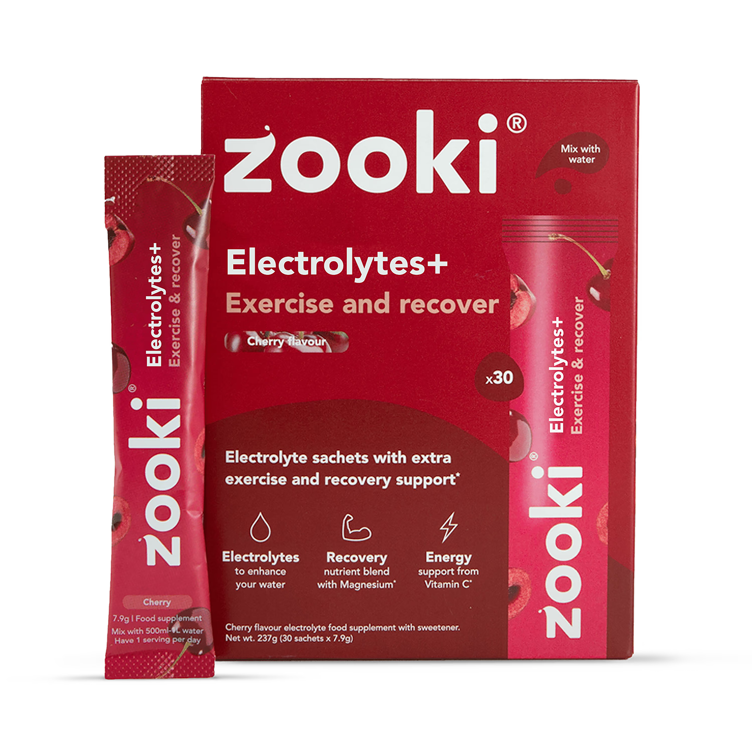 Zooki Hydration Exercise  Recover Cherry Flavour 7 Sachets