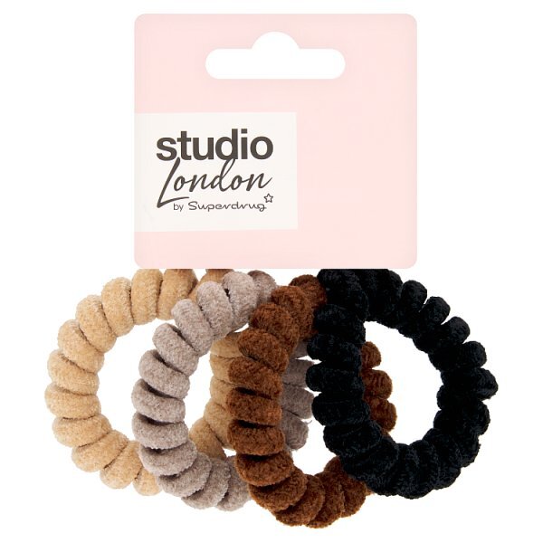Studio London Spiral Nude Hair Bands 4pk (British brand)