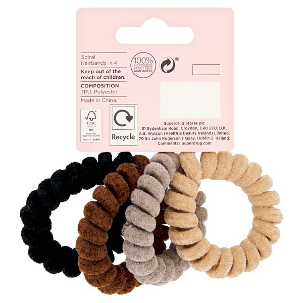 Studio London Spiral Nude Hair Bands 4pk (British brand)