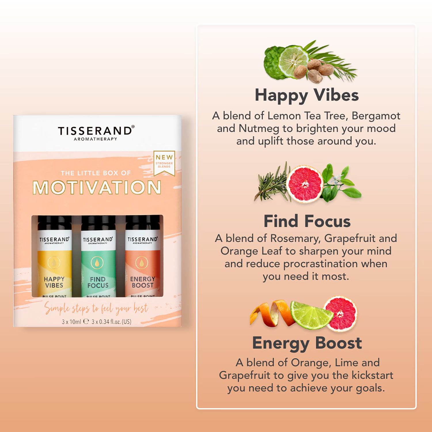 Tisserand The Little Box Of Motivation Essential Oils 3x10ml (British brand)
