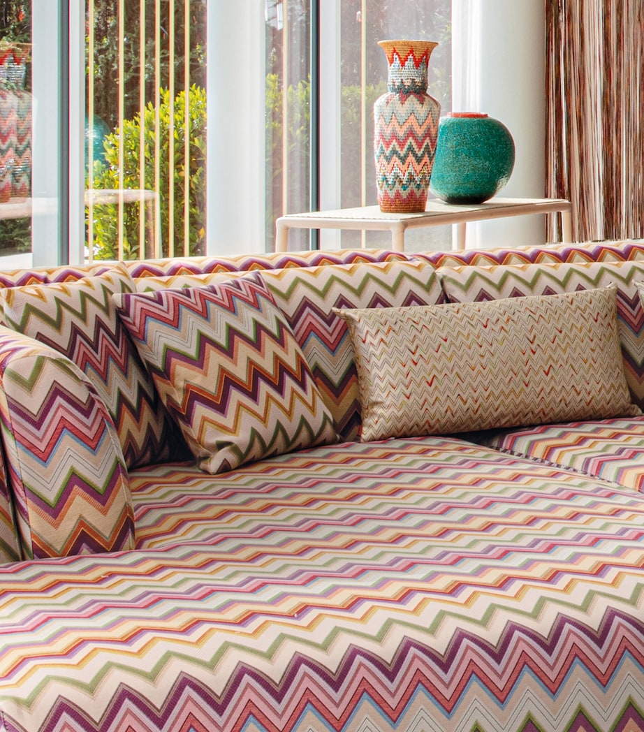 Missoni Home Agadir cushion with zigzag pattern and embroidered tab 40cm x 40cm, imported from the UK