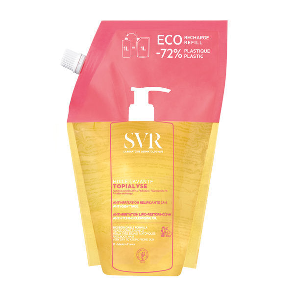 SVR Topialyse Moisturising Face & Body Shower Oil Refill 1L, imported from the UK