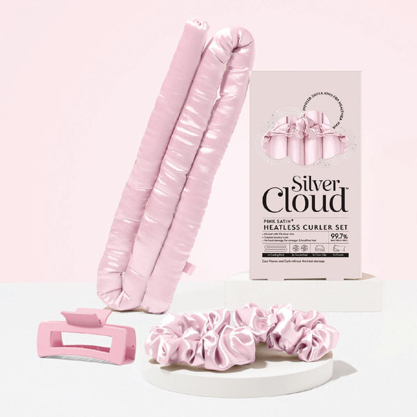 Silver Cloud heatless curler set pink standard pillowcase (British brand)