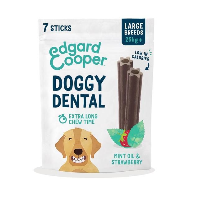 Edgard &amp;amp; Cooper Strawberry &amp;amp; Mint Large Dog Dental Sticks   7 per pack