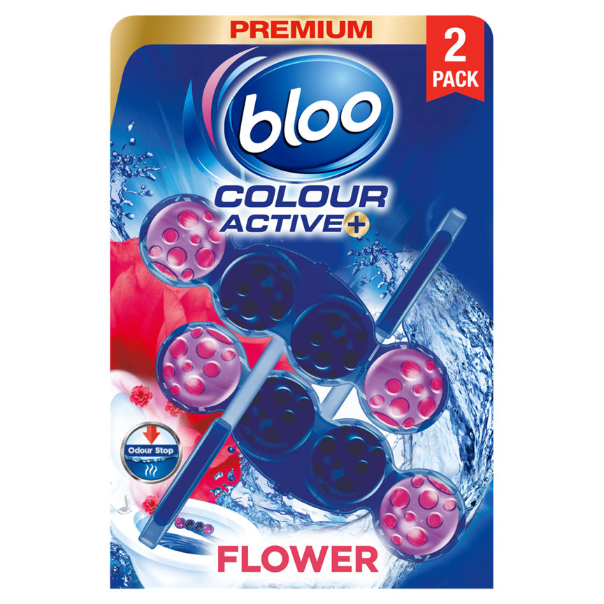 Bloo Colour Active + Fresh Flowers Toilet Rim Block 2x - McGrocer