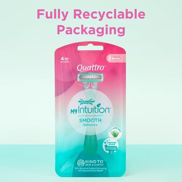 MyIntuition Quattro Sensitive Comfort razor 3 pack - British product