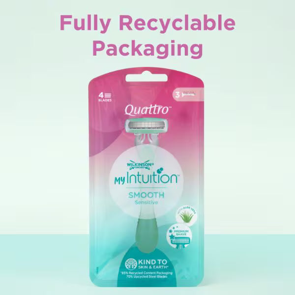 MyIntuition Quattro Sensitive Comfort razor 3 pack - British product