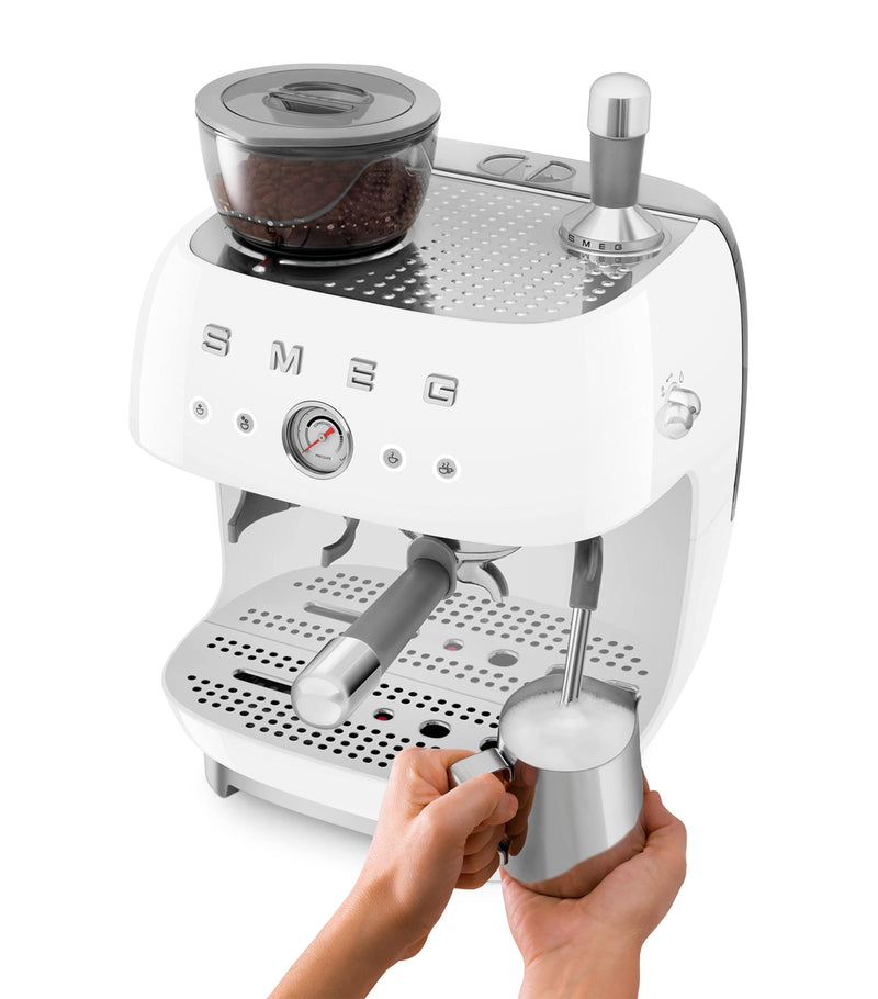 Smeg EGF03WHUK Espresso Coffee Machine with Grinder