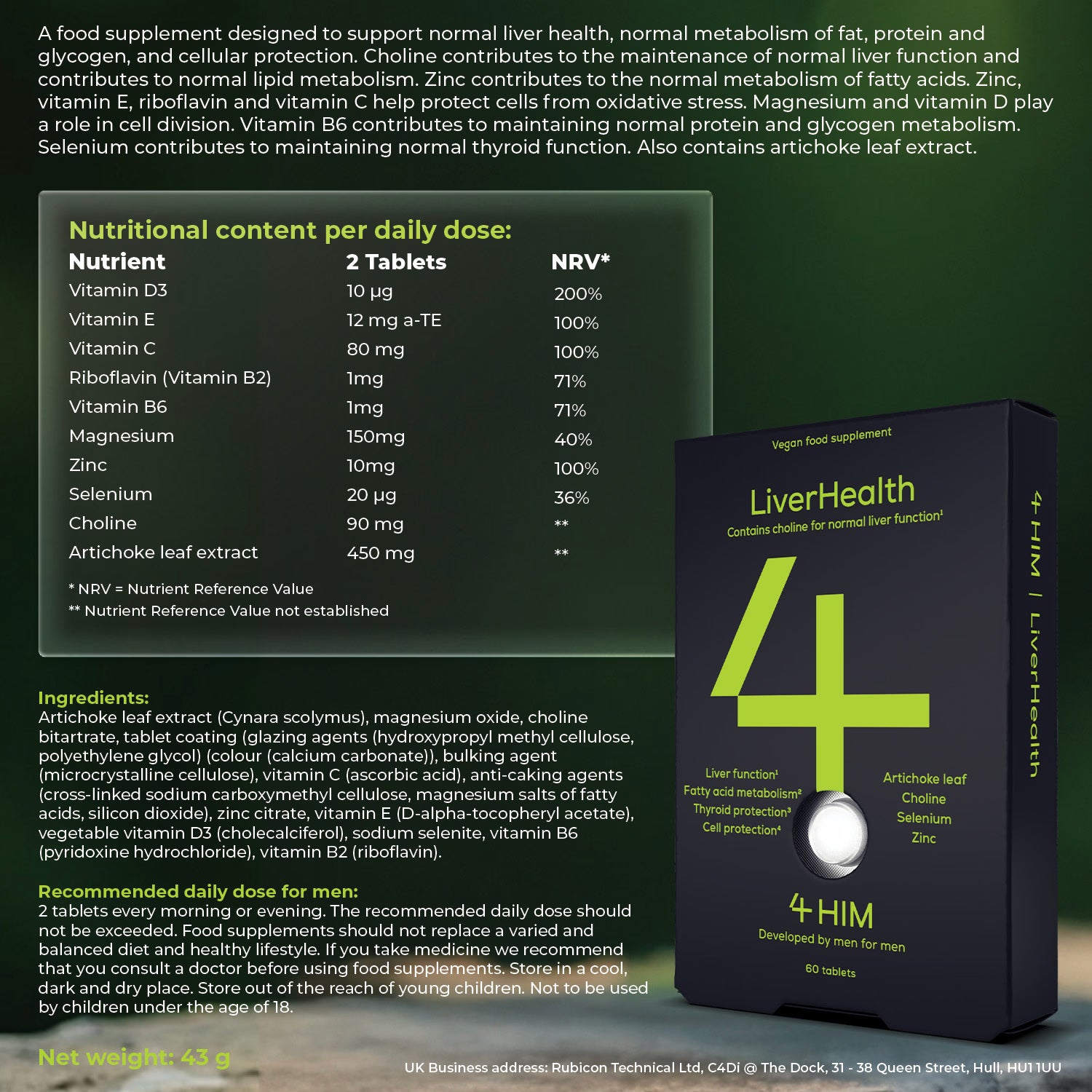 4Him Liverhealth Liver Support 60 Vegan Tablets