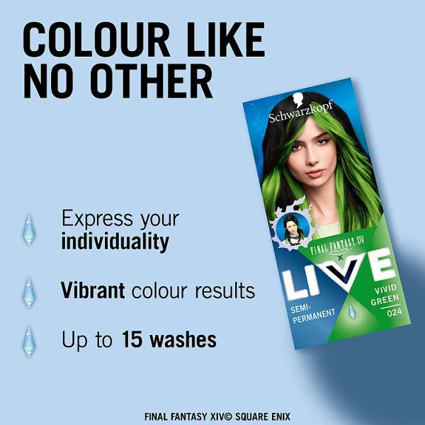 Schwarzkopf LIVE Ultra Bright Vivid Green 024 hair dye (British brand)
