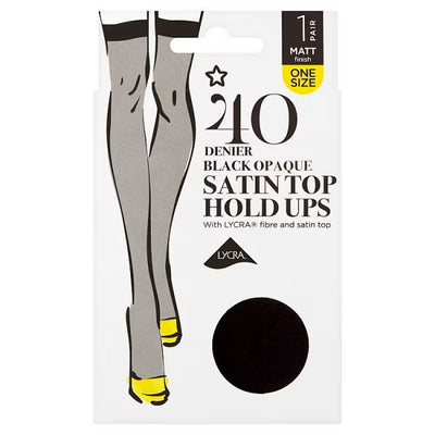 Superdrug Opaque Satin Hold Up Tights Black
