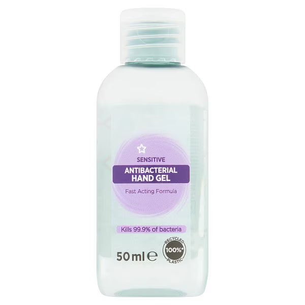 Superdrug sensitive antibacterial hand sanitizer gel 50ml (British brand)