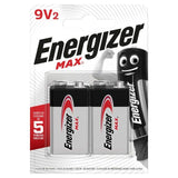 Energizer Max 9V Batteries Alkaline   2 per pack