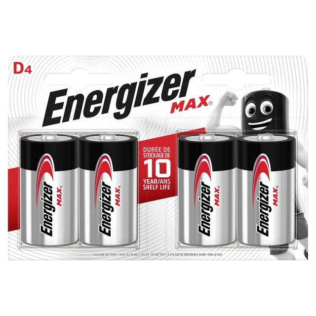 Energizer Max D Batteries Alkaline   4 per pack