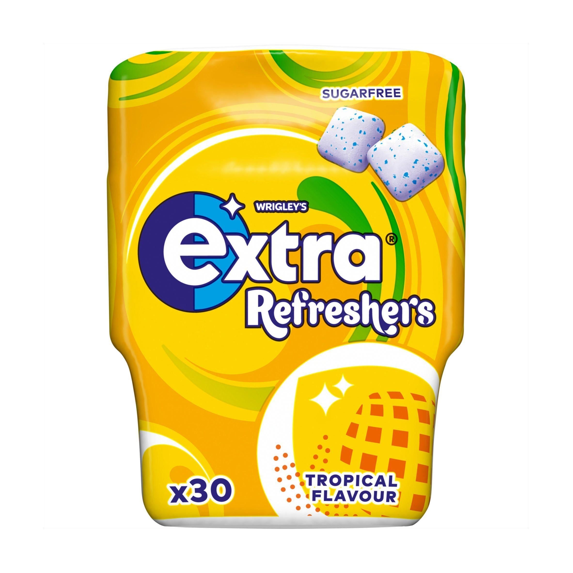 Extra Refreshers Tropical Flavour Sugarfree Chewing Gum Bottle 30 Pieces