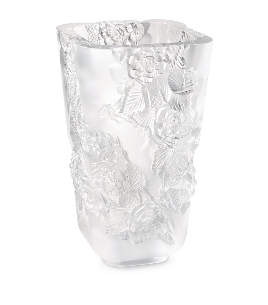 Lalique crystal Pivoines vase 35cm, UK version