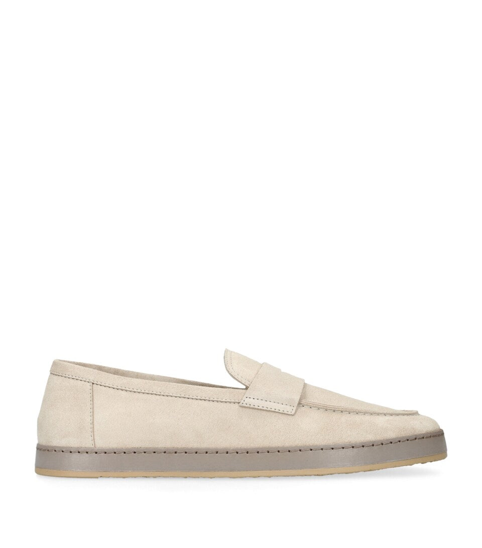 Premium Suede Loafers with Rubber Sole, Made in Italy