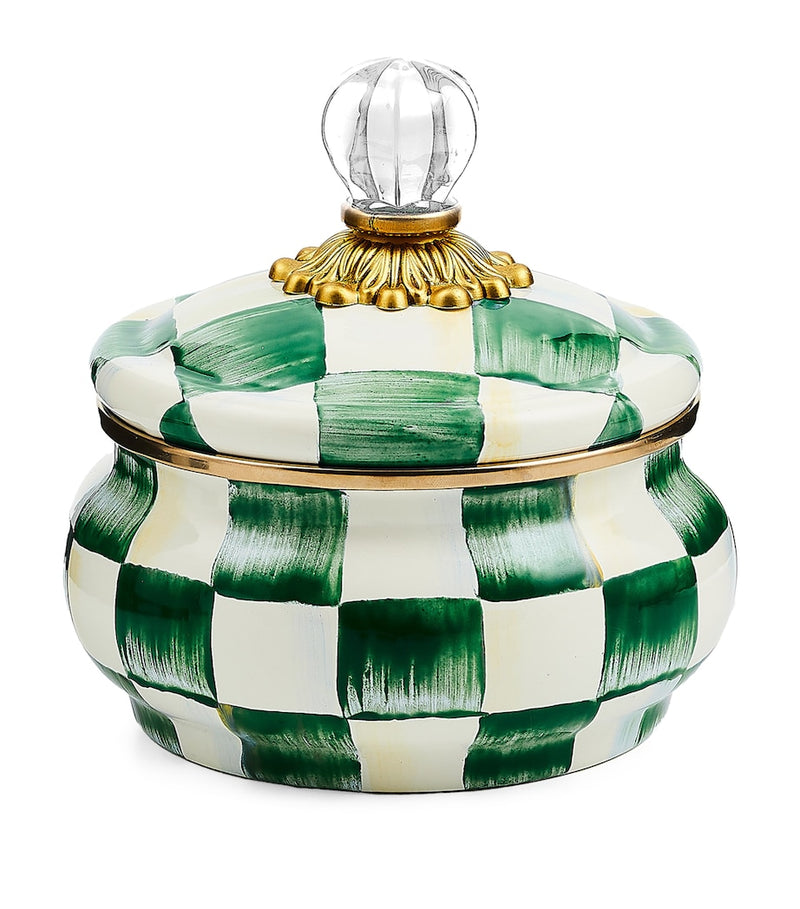 MacKenzie-Childs Emerald Check squashed pot 590ml, imported from the UK