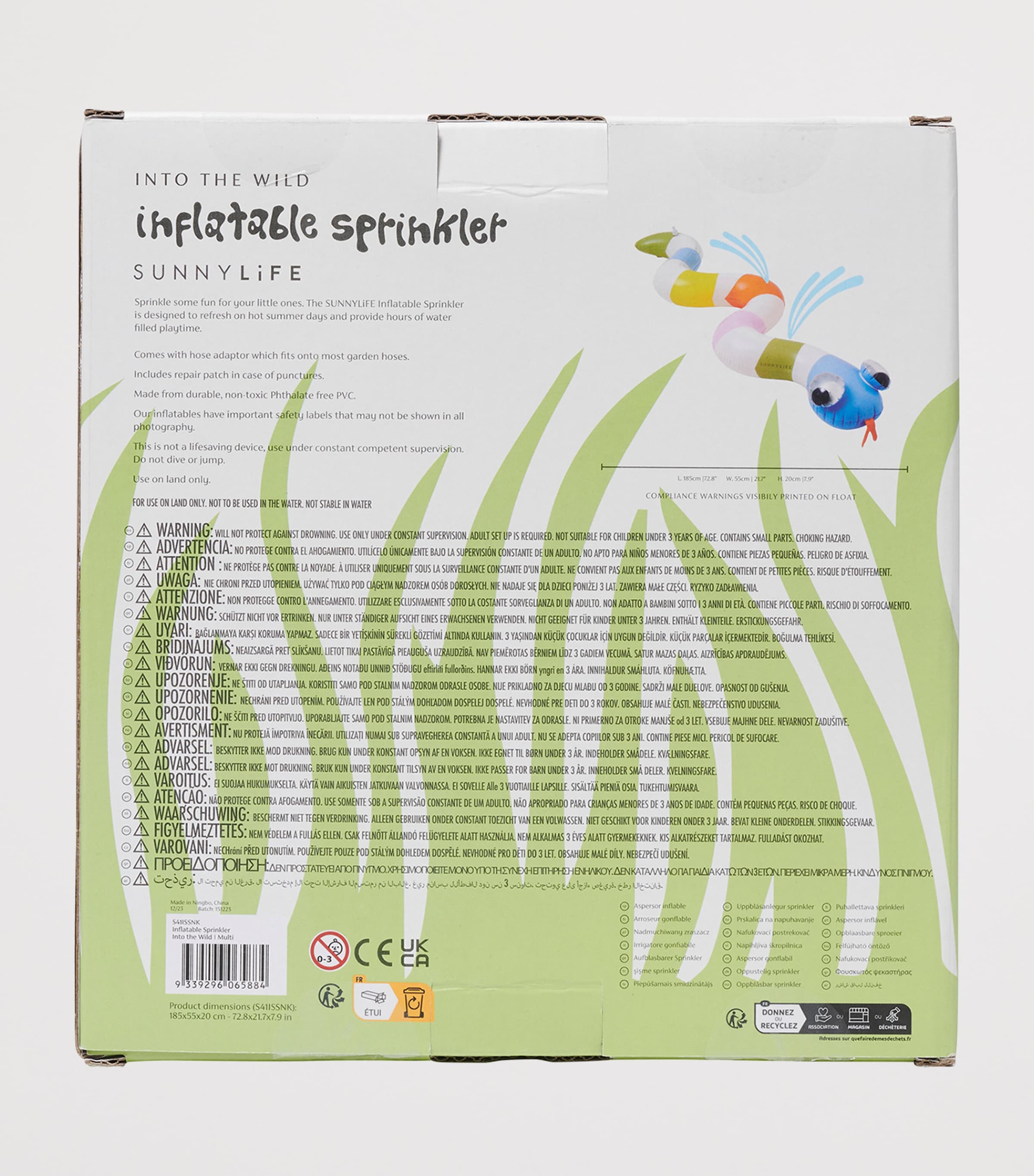 Sunnylife Into The Wild inflatable snake sprinkler (British brand)