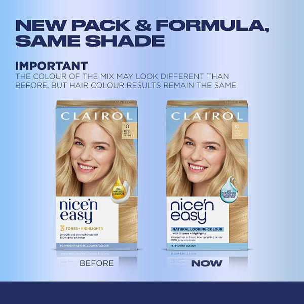 Clairol Nice'N Easy Hair Dye 10 Extra Light Blonde - British product