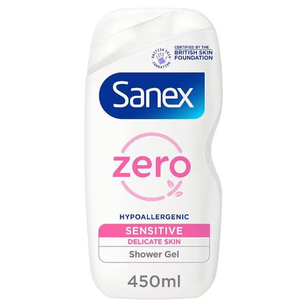 Sanex Zero % Sensitive Skin Shower Gel 450ml (British brand)