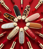 Guerlain Art Deco gilded lipstick case with mirror for Rouge G, UK version
