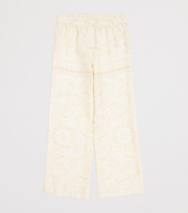 Versace kids Barocco print silk twill trousers for ages 6-14 years (British brand)