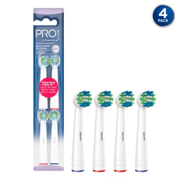 Superdrug ProCare antibacterial toothbrush head 4 pack (British brand)