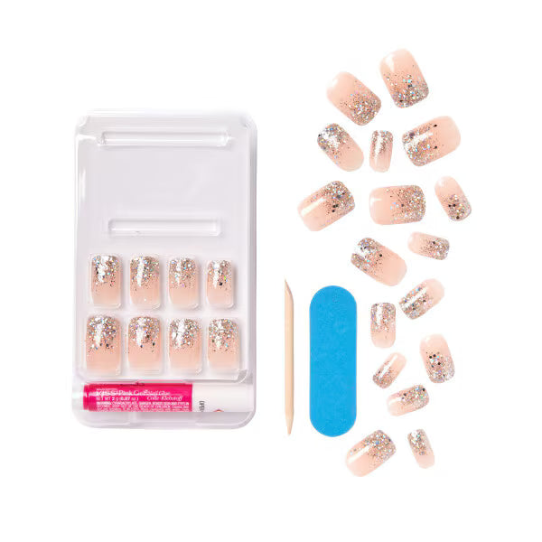 DNR Kiss Gel Fake Nails Fanciful 24 piece set - British product