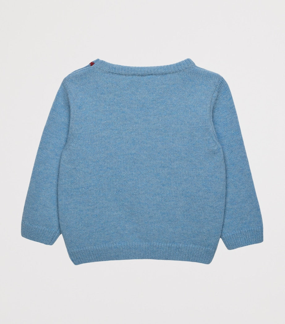 Trotters Henry car and bear wool-blend baby sweater 3-24 months (British brand)