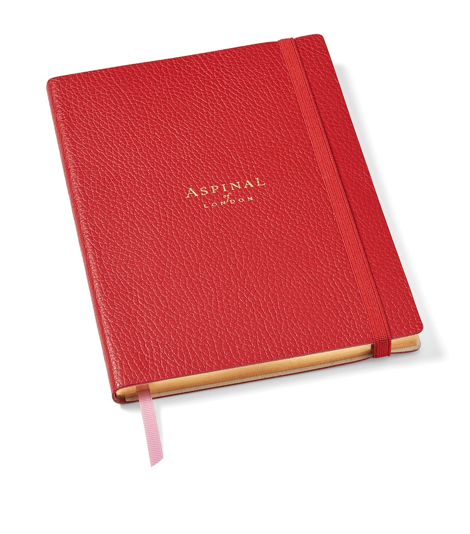Aspinal Of London grained leather bound A5 notebook - British product