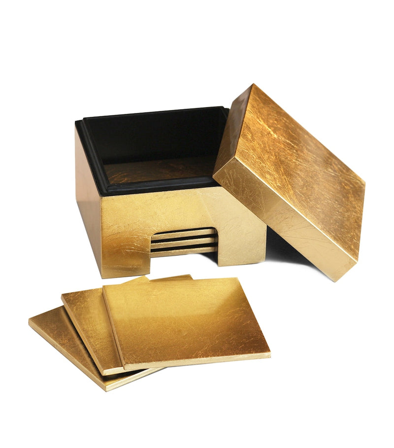 Posh Trading Company Gold Leaf coasters set of 8, imported from the UK