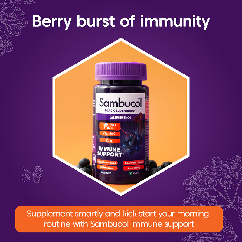 Sambucol Immuno Forte Black Elderberry gummies 30 count (British brand)
