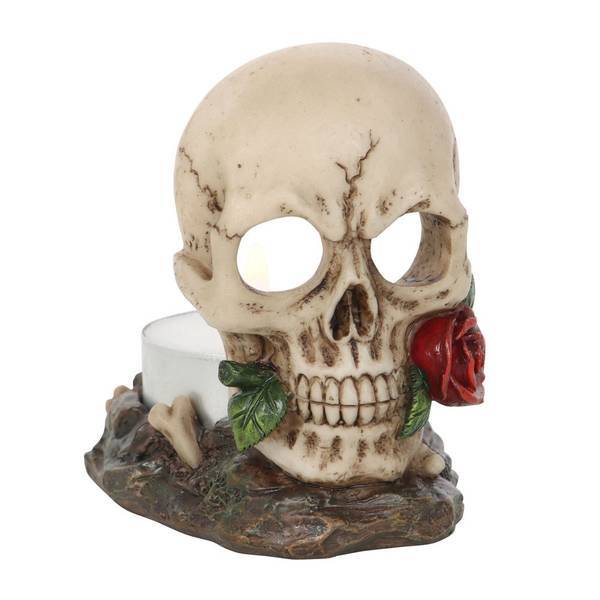 Something Different Skull Rose Tea Light Holder 7.5cm (British brand)