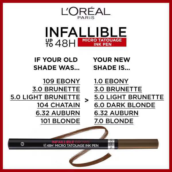 L'Oréal Paris Eyebrow Ink Pen Brunette, imported from the UK