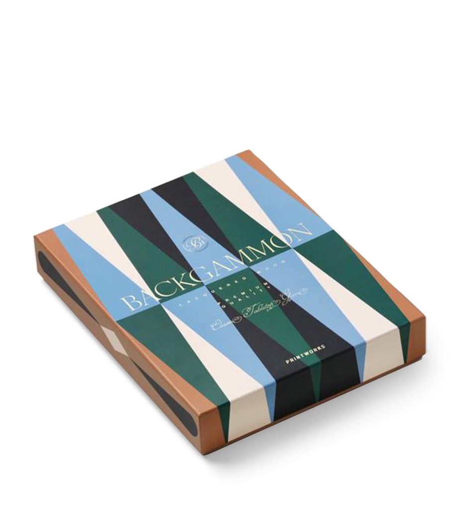 Printworks lacquered wooden backgammon set with acrylic playing pieces, imported from the UK
