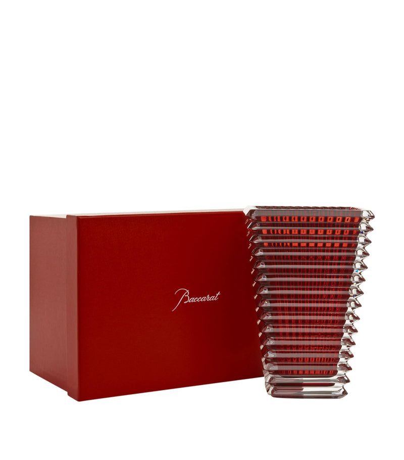Baccarat rectangular red crystal vase 20cm - British product