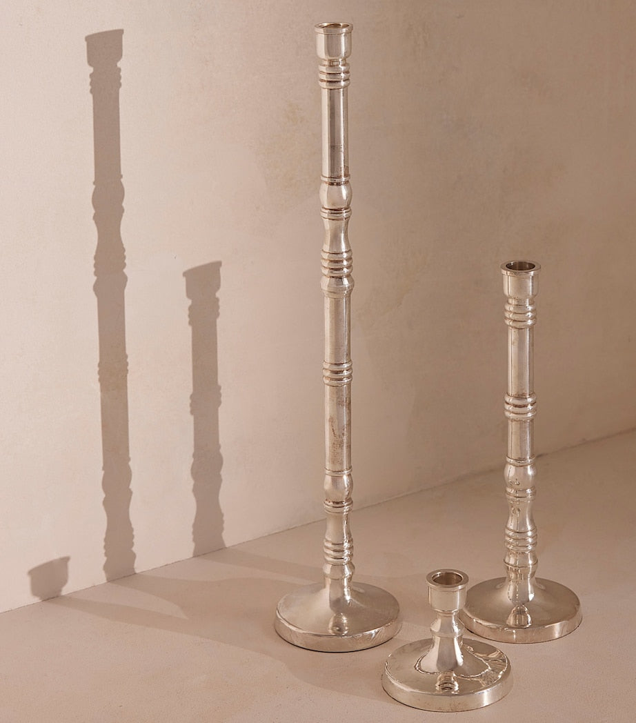 Soho Home large silver-plated candlestick 44cm (British brand)