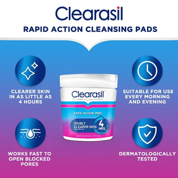 Clearasil ultra rapid action spot pads 65pc - British product